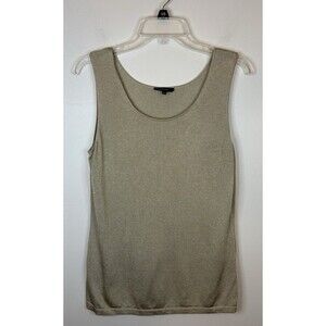 LAFAYETTE 148 Tan Sleeveless  Knit Tank Top L Viscose Blend Quiet Luxury Capsule